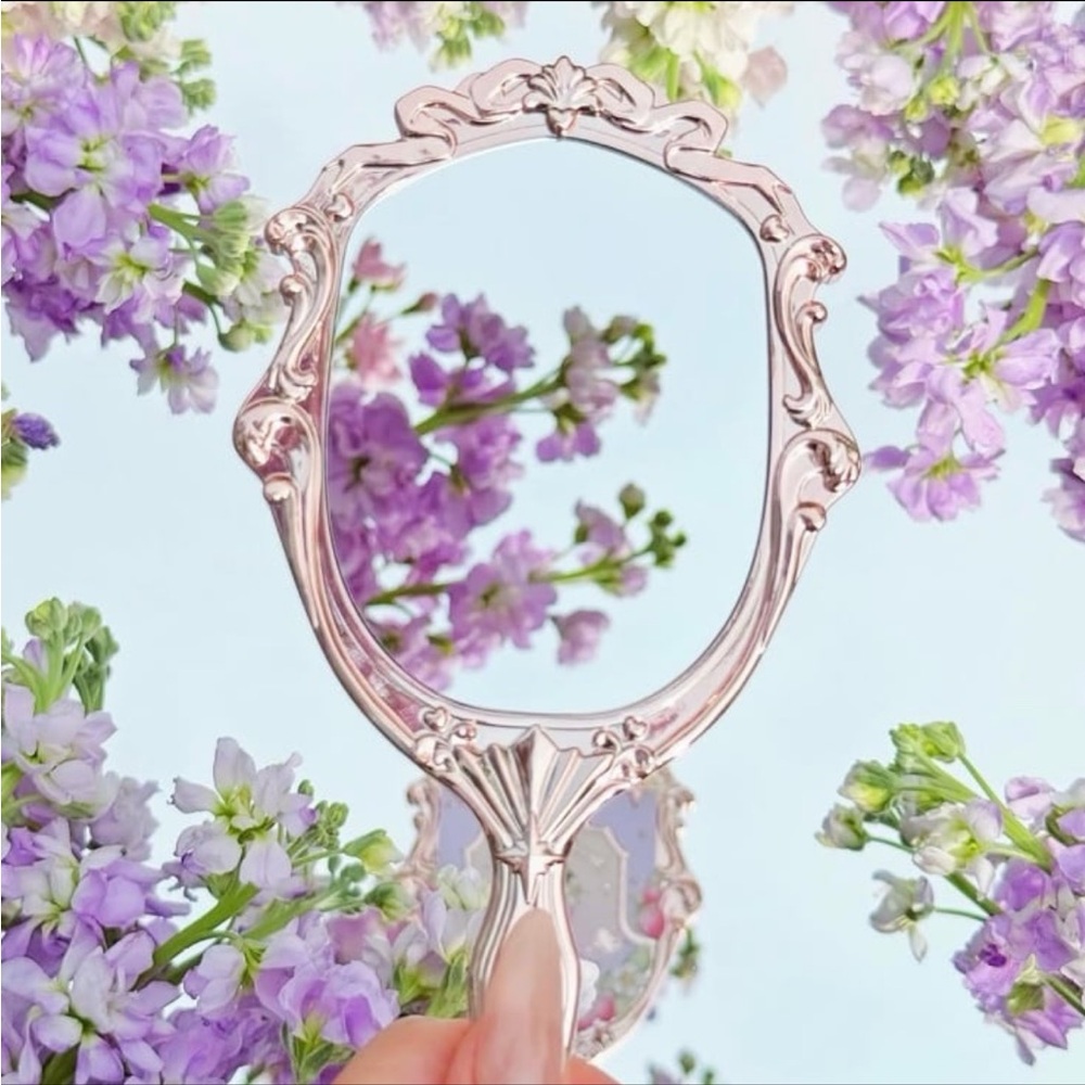 Flower Knows Strawberry Rococo Handheld Makeup Beauty Mirror Pink BNIB - Picture 5 of 13